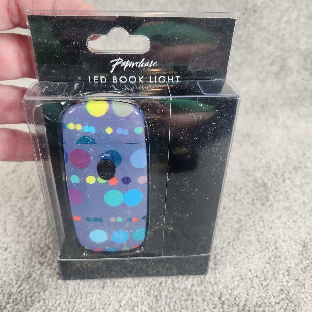 Paperchase LED Book Light Tilting Head Portable Purple Polka Dot